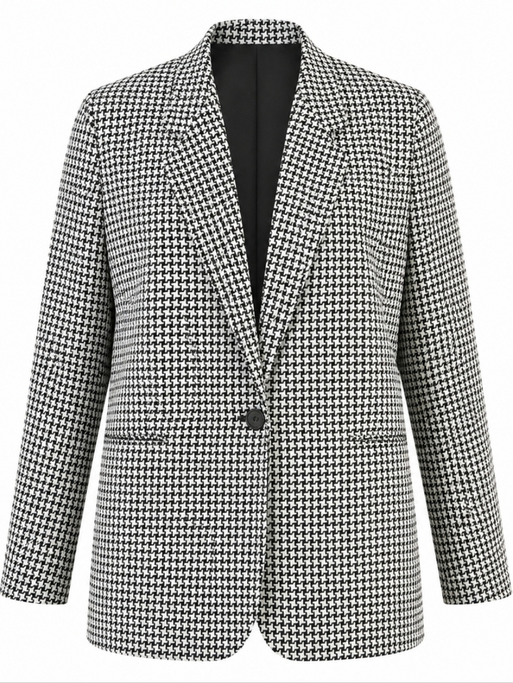 Vintage Young Fashion Club Black White Houndstooth Office Capsule Women Blazer M